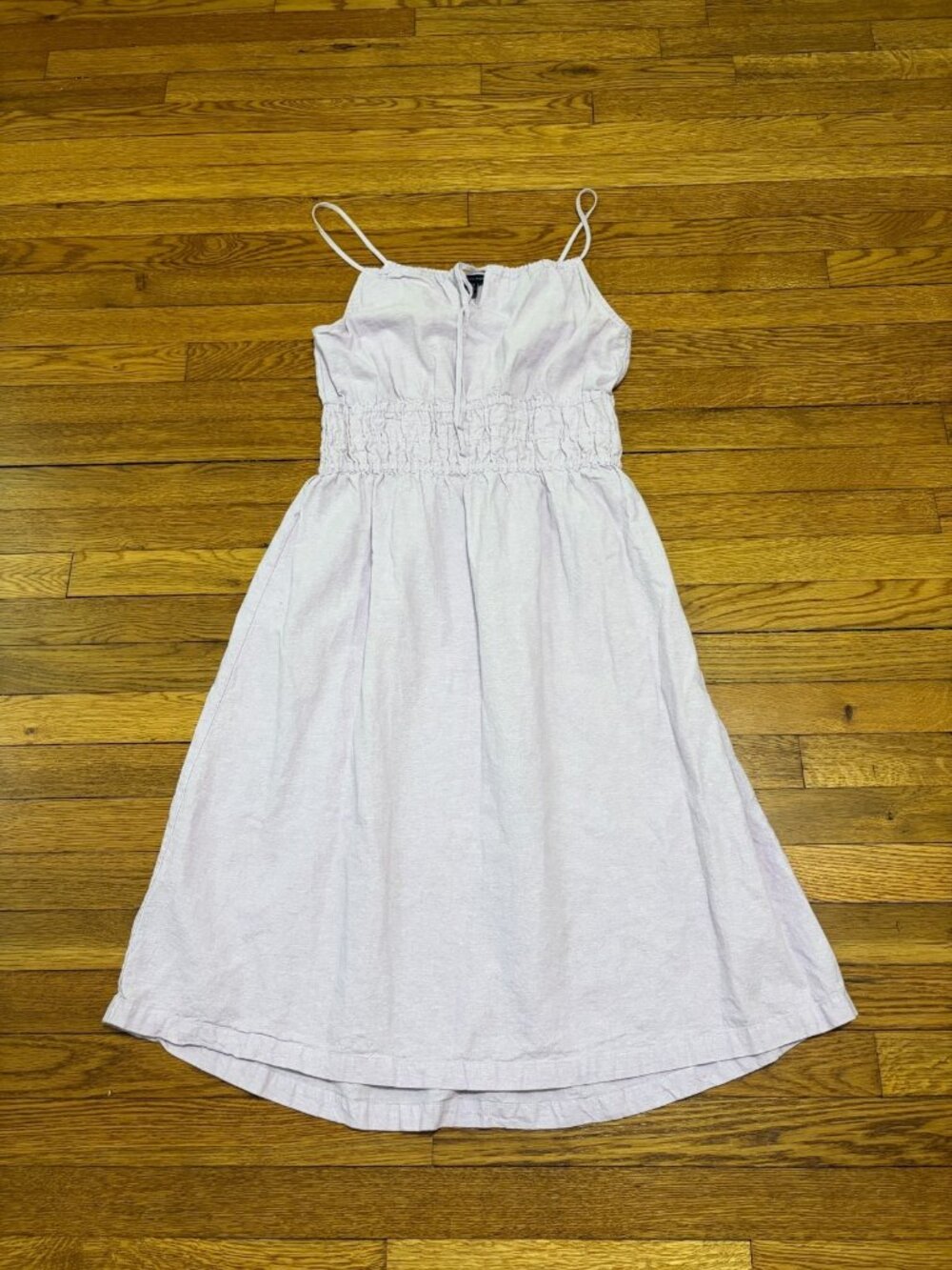 Saks Fifth Avenue Womens Sleeveless Dress Size Small Purple Linen Cotton Midi